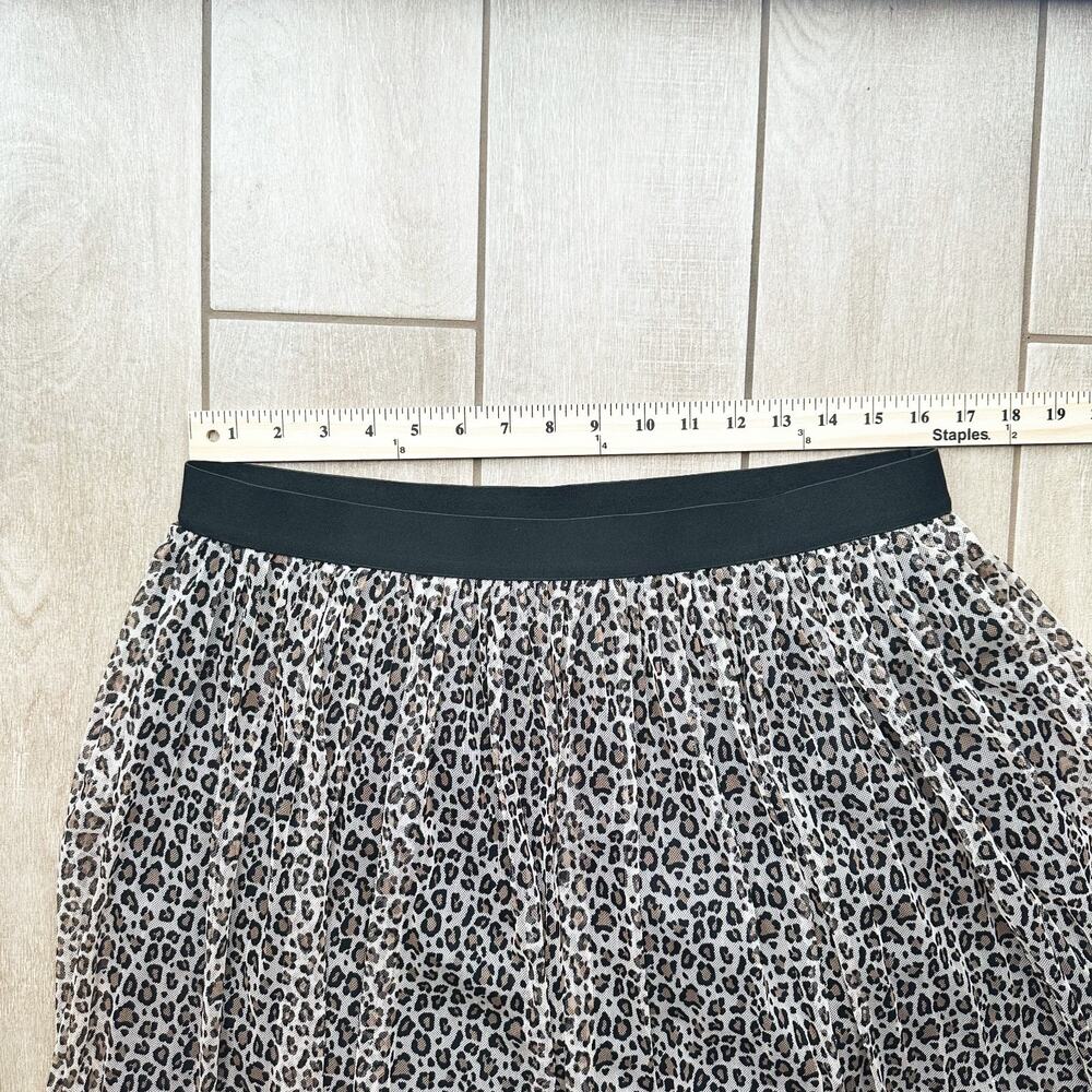 A New Day Cheetah Print Mesh Midi Skirt Large Retro 90s Rockabilly Pin Up Flowy - Picture 7 of 8